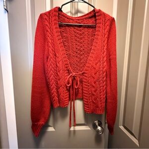 Women's Red Cable Knit Sweater